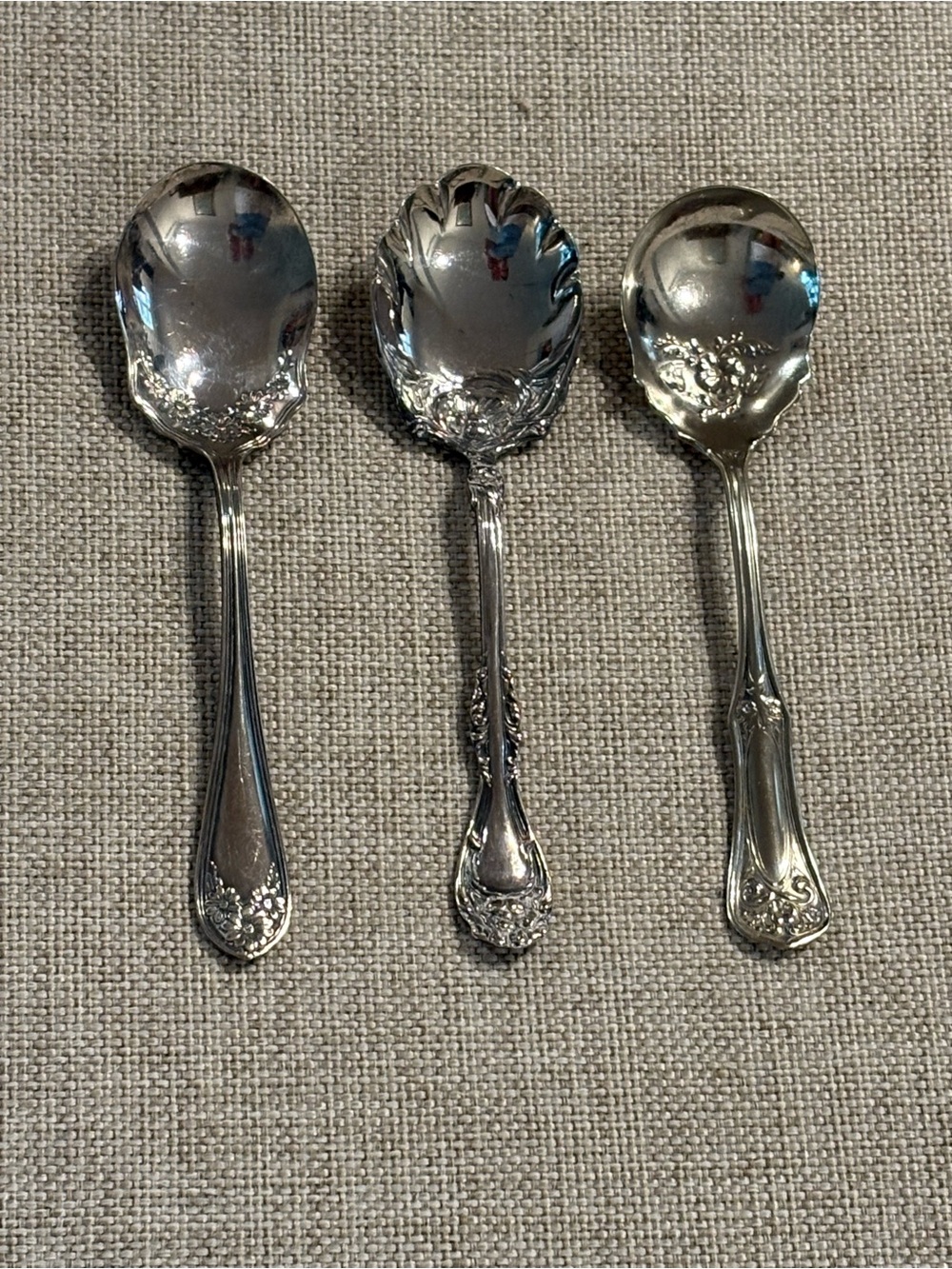 Vintage WM A Rogers Silverplate Nut Candy Serving Spoon Set of 3